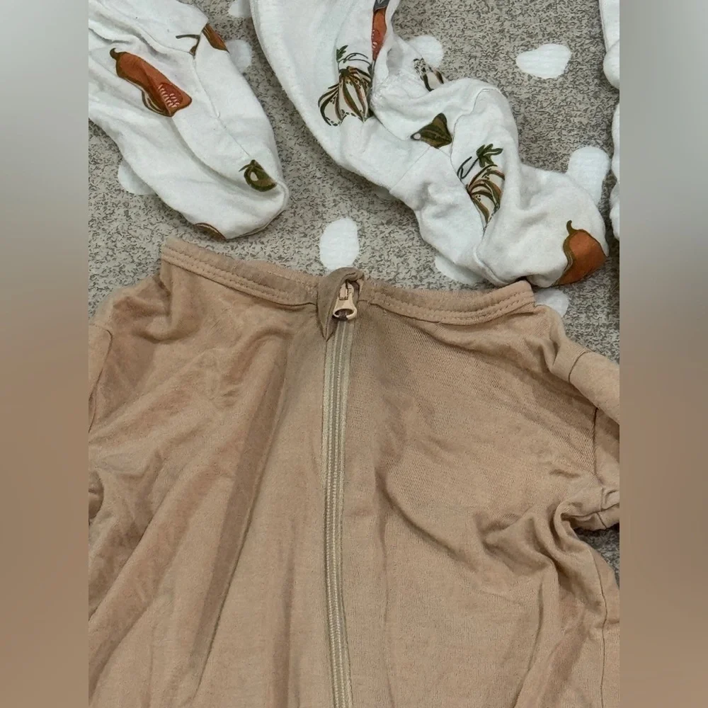 Lot of 6 neutral footies bamboo unisex baby beige milk cookies zippy onesie tan